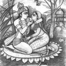 Шри Радха и Кришна на лотосе (книга «Jiv Jago», стр. 183)